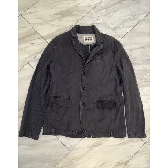 Converse One Star Chore Coat Blazer Size Medium Gray Pinstripe Casual Jacket - Picture 1 of 4
